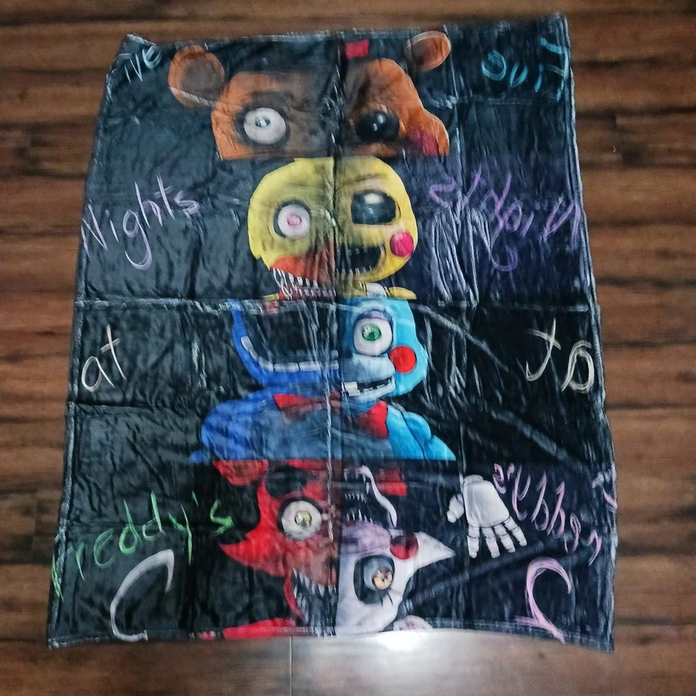 Five Nights at Freddys FNAF Fleece Throw Blanket 50x40 Freddy Bonnie Foxy Chica